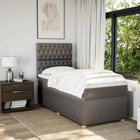 Cama com molas/colchão 90x190 cm tecido castanho-acinzentado