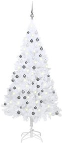 vidaXL Árvore Natal artificial pré-iluminada c/ bolas PVC branco