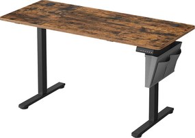 Secretária elétrica com regulação elétrica da altura 60 x 140 x (72-120) cm Castanho vintage - Preto 
