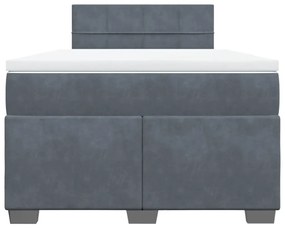 Cama boxspring com colchão 120x190 cm veludo cinzento-escuro