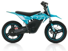 Mini moto elétrica para crianças velocidade até 30Km/h C/Limitador RFN Warrior SX-E350 14/14” 350W Azul Celeste