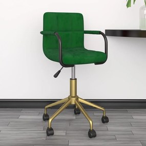 vidaXL Cadeira de escritório giratório veludo verde-escuro