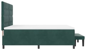 Cama Box Spring com Colchão e Banco Verde Escuro 180x200 cm Veludo