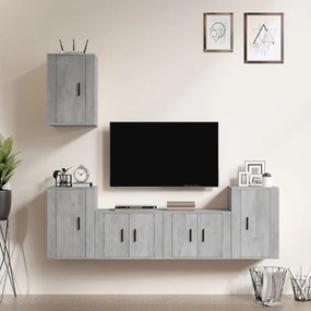 vidaXL Conjunto móveis de TV 5 pcs madeira processada cinzento cimento