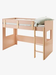 Cama mezanino meia-altura Montessori, TEMA EVEREST rosa medio liso