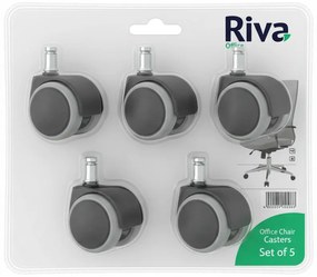 Pack 5 Rodas Pvc para Cadeiras 50mm