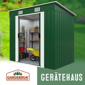 Abrigo de jardim em metal 196x122x180cm verde