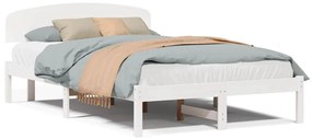 Estrado de Cama com Cabeceira Branco 140x190 cm Madeira Pinho