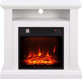 Lareira elétrica de 1800 W, 70 (L) x 67 (P) x 99-108 (A) cm efeito de chama com 3 níveis de luminosidade, lareira decorativa com cornija, efeito de ma