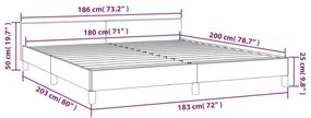 Estrutura de cama 180x200 cm tecido cinzento-claro