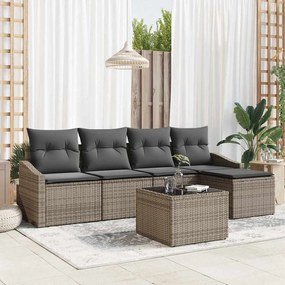 vidaXL Conjunto de Sofá de Jardim de 5 Peças com Almofadas Preto Rattan Polido