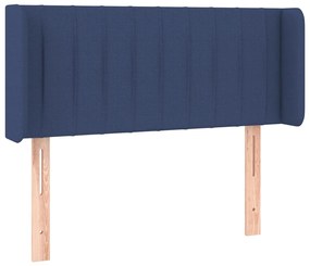 Cabeceira de cama c/ luzes LED tecido 93x16x78/88 cm azul