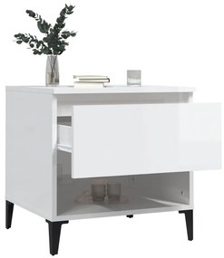 Mesas de apoio 2 pcs 50x46x50cm deriv. madeira branco brilhante