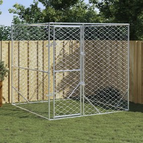 153674 vidaXL Canil de exterior 2x2x2 m aço galvanizado prateado