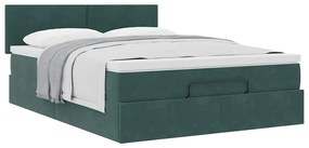 Estrutura de cama otomana com colchão 140x200 cm verde escuro