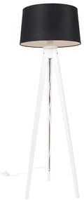 Tripé moderno branco abajur linho preto 45cm - TRIPOD CLASSIC Clássico / Antigo