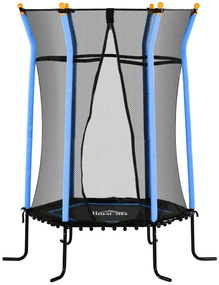 Trampolim para Crianças Cama Elástica Infantil com Rede de Segurança para Interiores e Exteriores Carga 50 kg Ø160x190 cm Azul