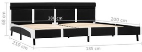 Estrutura de cama c/ LED 180x200 cm couro artificial preto
