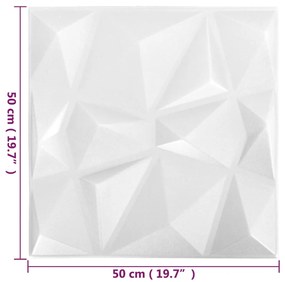 Painéis de parede 3D 24 pcs 50x50 cm 6 m² branco diamante