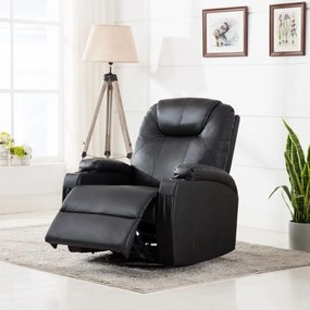 Cadeira de massagem reclinável couro artificial preto