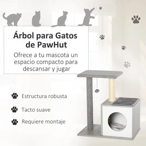 PawHut Árvore para gatos Poste de arranhar para gato de 3 níveis com p