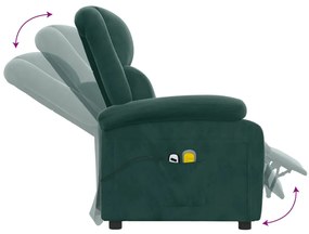 Poltrona de massagens elétrica veludo verde-escuro
