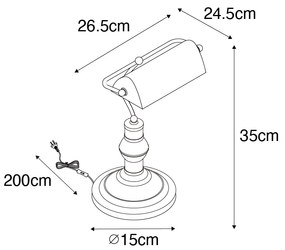 Candeeiro de mesa clássico/candeeiro de notário latão - Banker Clássico / Antigo