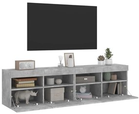 Móveis de parede para TV com luzes LED 2 pcs cinzento cimento