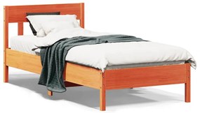 Cama sem colchão 75x190 cm madeira de pinho maciça castanho-mel