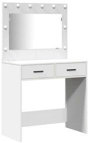 Conjunto de Mesa de Maquiagem com LED Madeira Branca