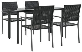 5 pcs conjunto de jantar p/ jardim vime PE e aço