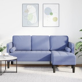 Sofá em L de 3 Lugares Jeans Azul 160 cm Tecido