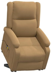 Poltrona elevatória de massagens veludo castanho