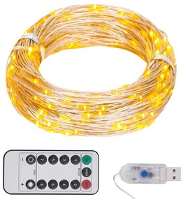 vidaXL Cordão de luzes com 150 LED 15 m branco quente