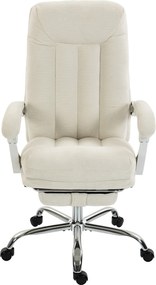 HOMCOM Cadeira de Escritório Ergonômica, Poltrona Reclinável em Chenille, Altura Ajustável, Apoio para Pés, Creme | Aosom Portugal