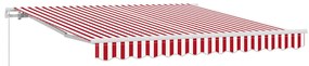 Toldo Retrátil Manual Listrado Vermelho e Branco 350x250 cm