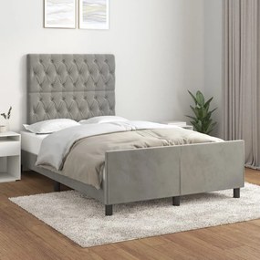 Estrutura de cama sem colchão 120x200 cm veludo cinzento-claro