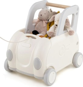 Andarilho de empurrar para crianças em forma de carro com corda de reboque, assento rebatível e rodas lisas 59 x 44 x 53 cm Branco