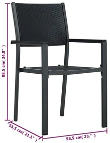 Cadeiras jardim 2 pcs plástico preto aspeto vime