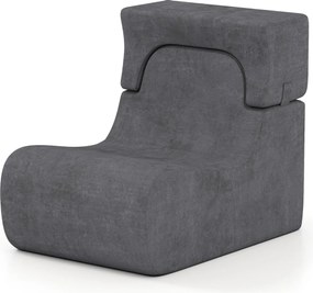 Cadeira de chão para adultos (MESA NÃO INCLUIDA) com apoio de cabeça removível Capa de veludo lavável e enchimento de espuma elástica Cinzenta