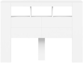 Cabeceira cama c/ LEDs 140x18,5x103,5 cm deriv. madeira branco