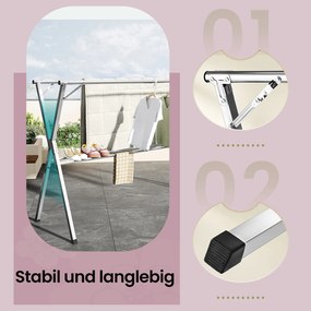 Estendal roupa dobrável, extensível, para interior e exterior 66 x (133-200) x 130 cm cinzento