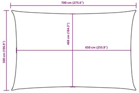 Para-sol estilo vela tecido oxford retangular 5x7 m vermelho