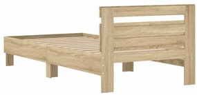 Cama sem colchão com cabeceira 100x200 cm carvalho sonoma