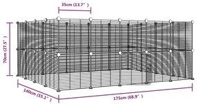 Gaiola p/ animais de 36 painéis c/ porta 35x35 cm aço preto