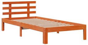 Cama c/ estante sem colchão 100x200cm pinho maciço castanho-mel
