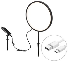 Candeeiro de jardim preto 60 cm com LED recarregável e solar IP65 - Adalind