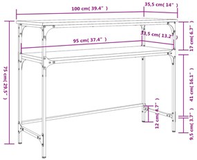 Mesa consola 100x35,5x75 cm derivados de madeira preto