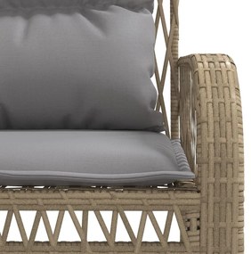 4 pcs conjunto de sofás para jardim c/ almofadões vime PE bege