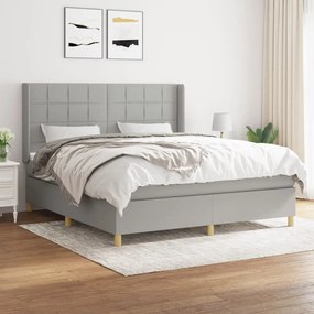 vidaXL Cama com molas/colchão 180x200 cm tecido cinzento-claro